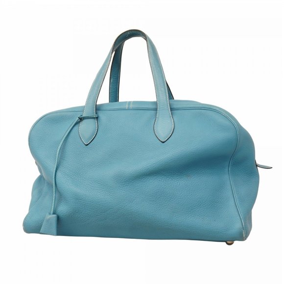 Hermes Hermès Victoria 43 Boston Bag, Taurillon Clemence Leather, Blue Jean, ... - Picture 1 of 13